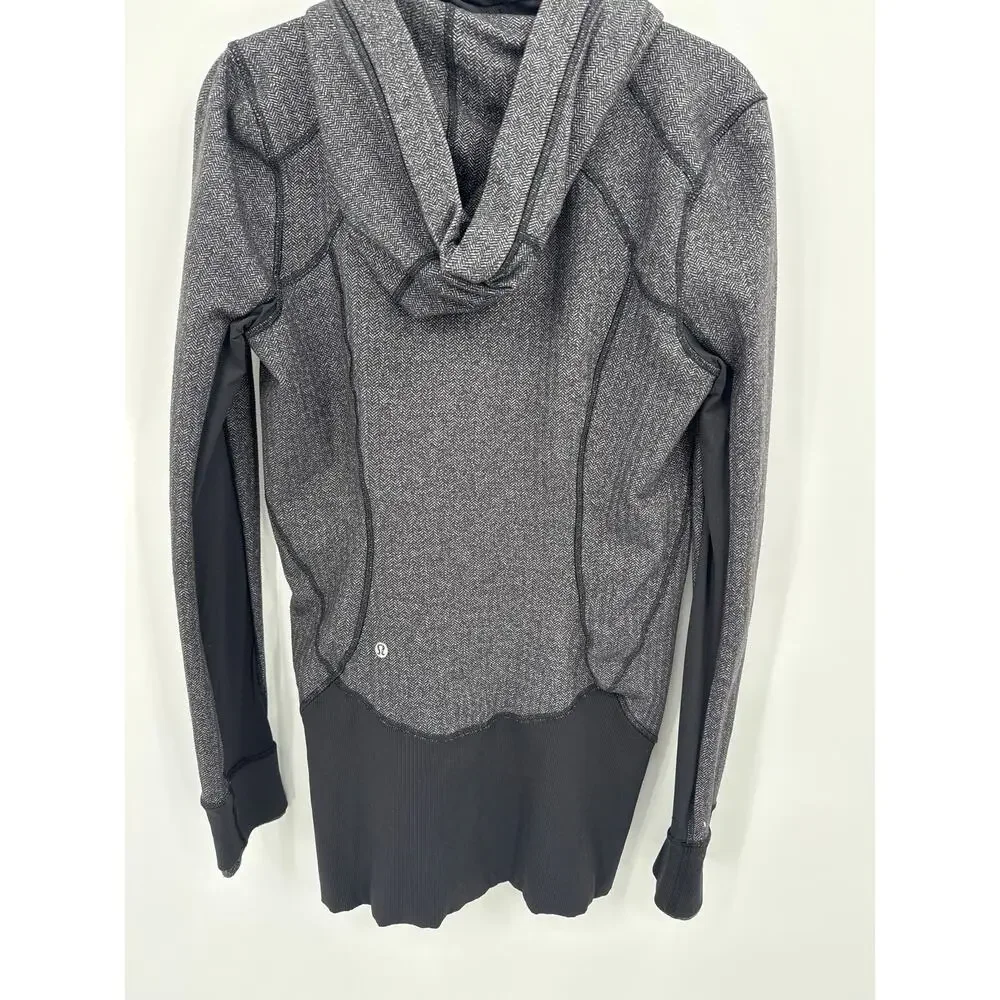 Lululemon Daily Practice Jacket Heathered Herringbone Gray and Black Size 8